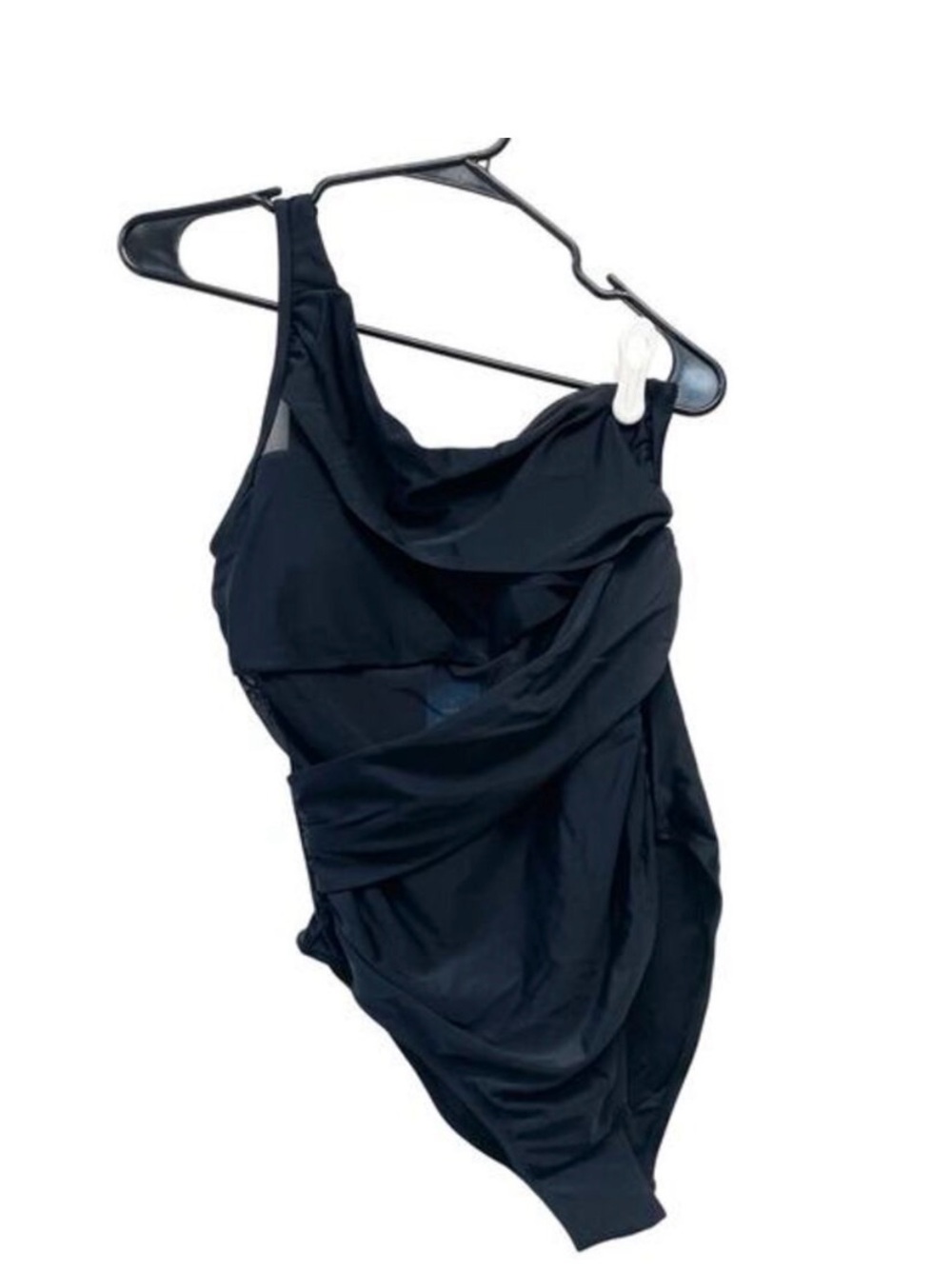 Cupshe‎ Black One Shoulder Ruched Tummy Control One Piece Swimsuit Size Medium